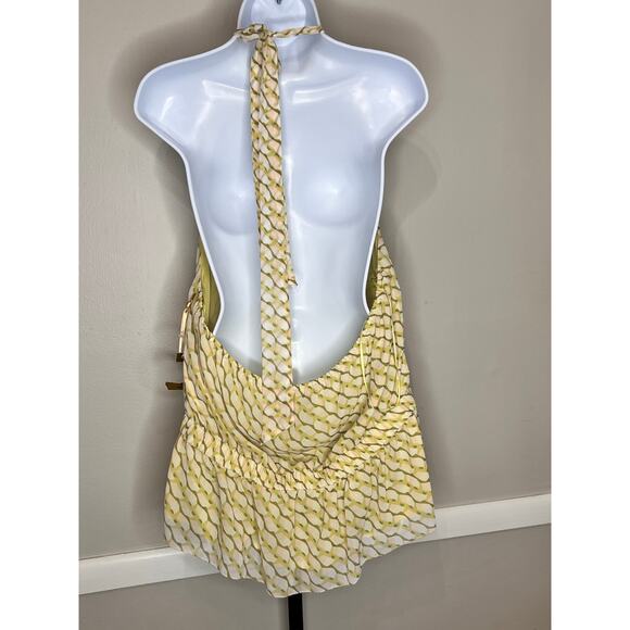 Ryegrass Sleeveless Chiffon Halter Peplum Blouse Top Yellow Women's Size XL NWT - Picture 3 of 6
